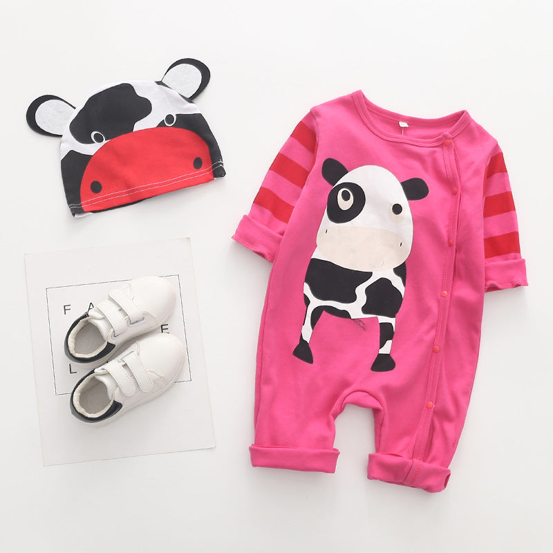 Cartoon long-sleeved cotton romper