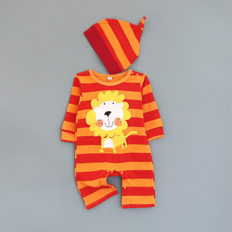 Cartoon long-sleeved cotton romper