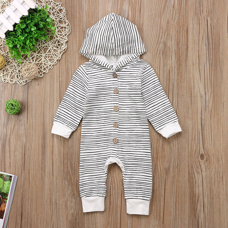Boys And Girls Striped Single-Breasted One-Piece Baby Romper