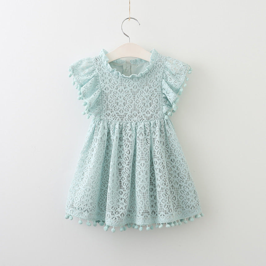 Baby Girl Lace Summer Dress with Tassel Trim