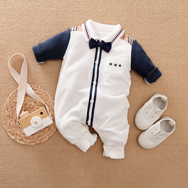 Baby Boy Gentleman Romper | Formal Long Sleeve Suit for Special Occasions