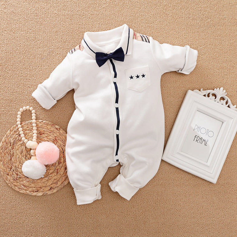 Baby Boy Gentleman Romper | Formal Long Sleeve Suit for Special Occasions