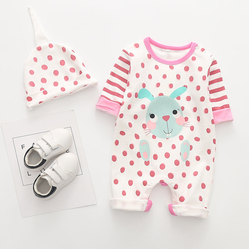 Cartoon long-sleeved cotton romper