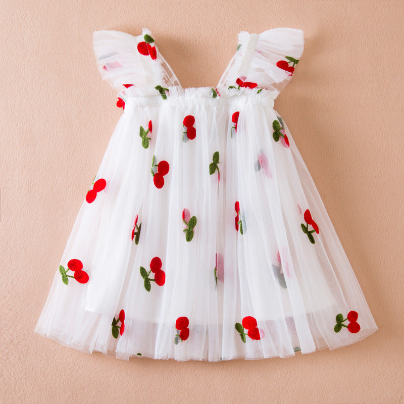 Cherry Princess Tulle Dress with Butterfly Wings