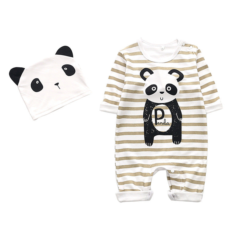 Cartoon long-sleeved cotton romper
