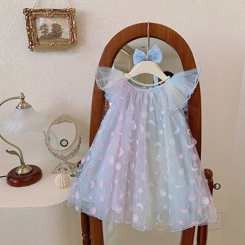 Children's Fashion Sweet Rainbow Mesh Princess Dress