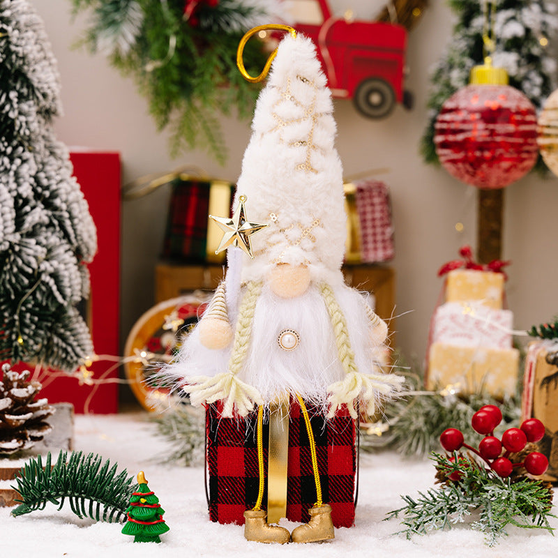 Christmas Decorations Sequins Plush Bonnet Pendant For The Elderly