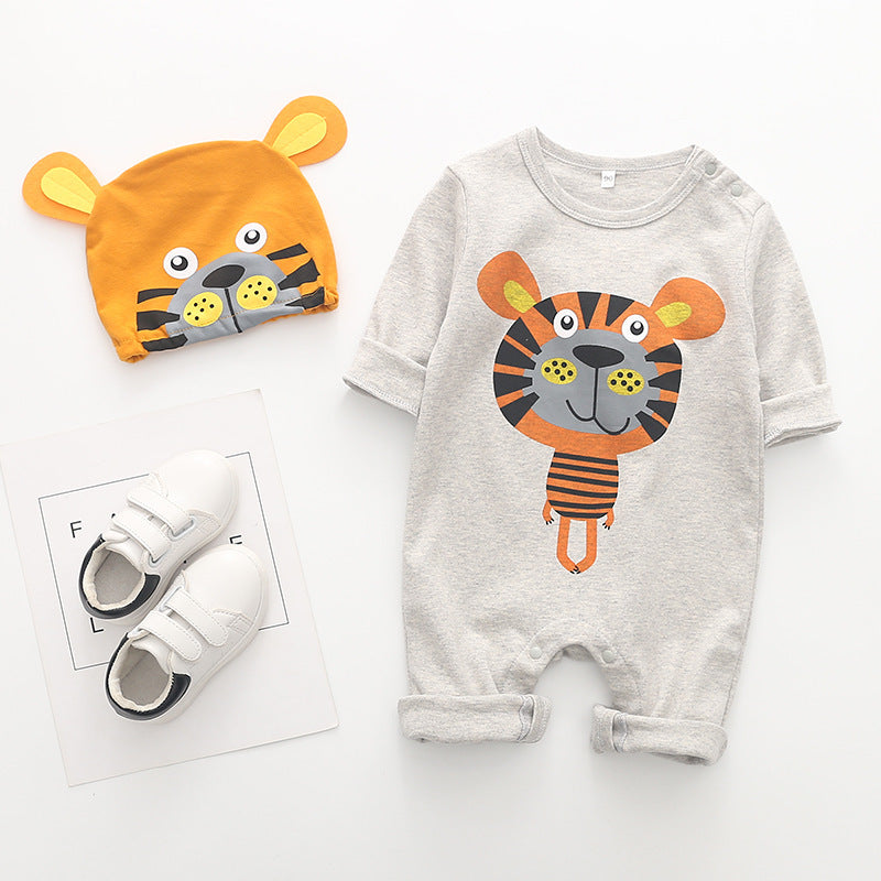Cartoon long-sleeved cotton romper