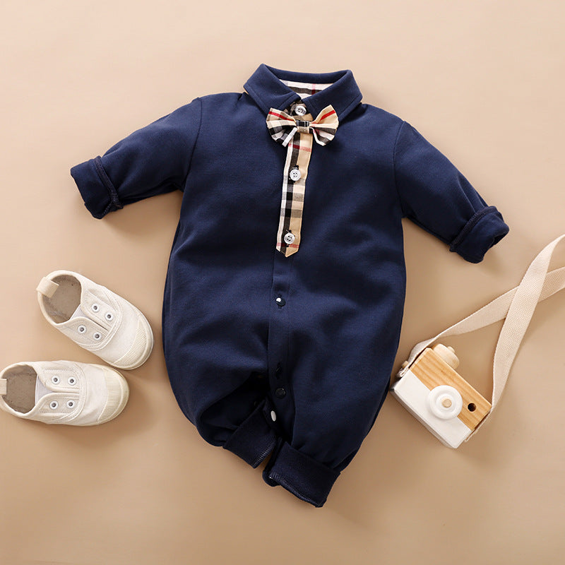 Baby Boy Gentleman Romper | Formal Long Sleeve Suit for Special Occasions