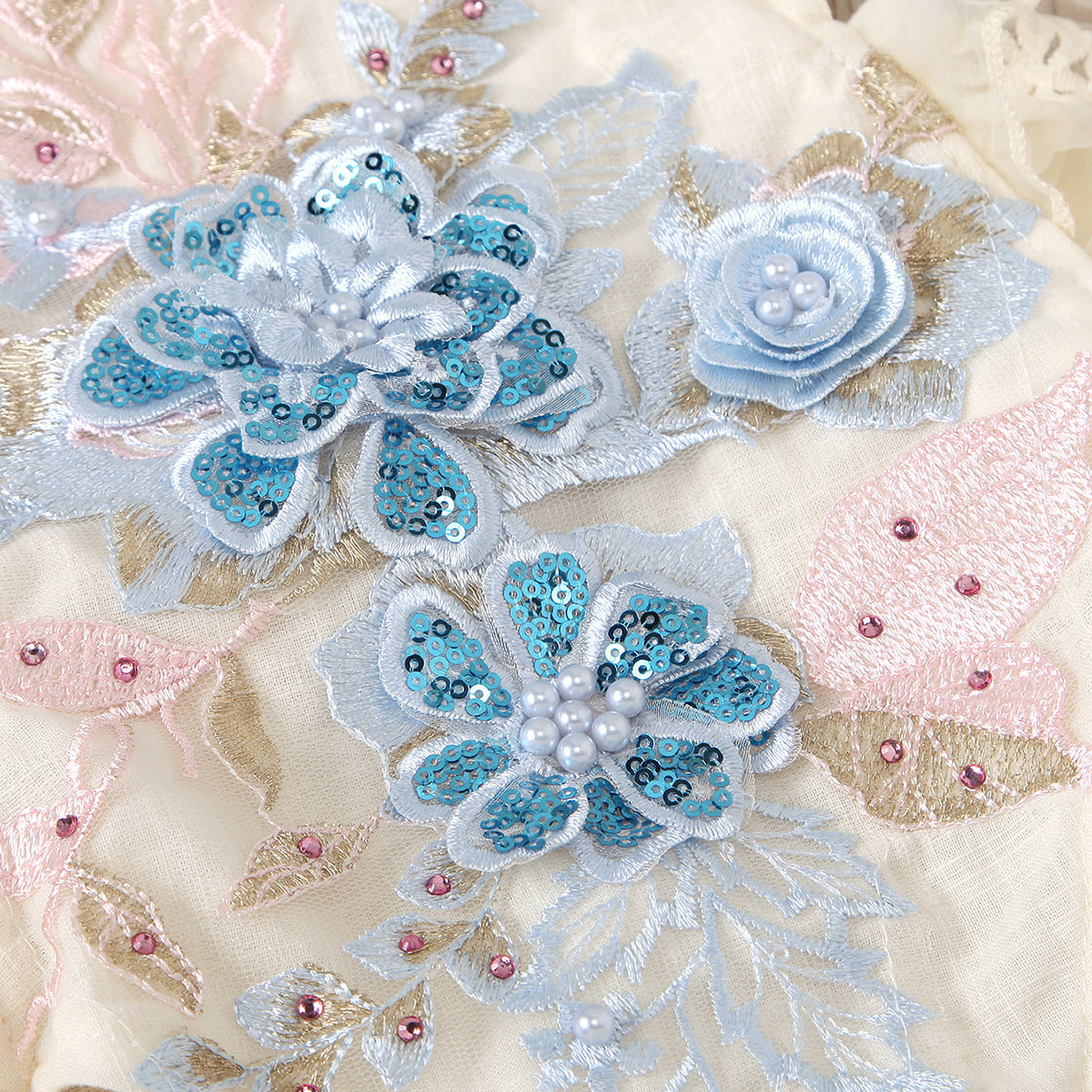 Baby Girl Floral Embroidered Romper with Lace Skirt Overlay