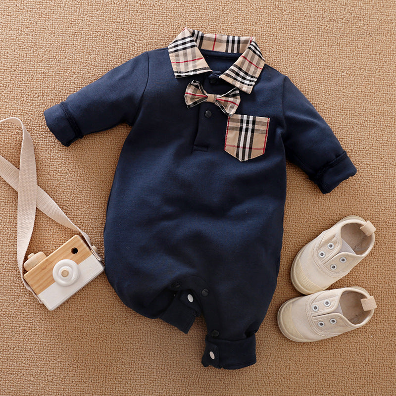 Baby Boy Gentleman Romper | Formal Long Sleeve Suit for Special Occasions