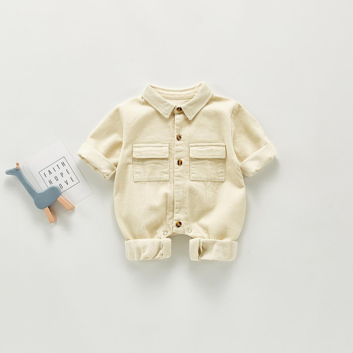Unisex Baby Romper | Korean Style Corduroy One-piece