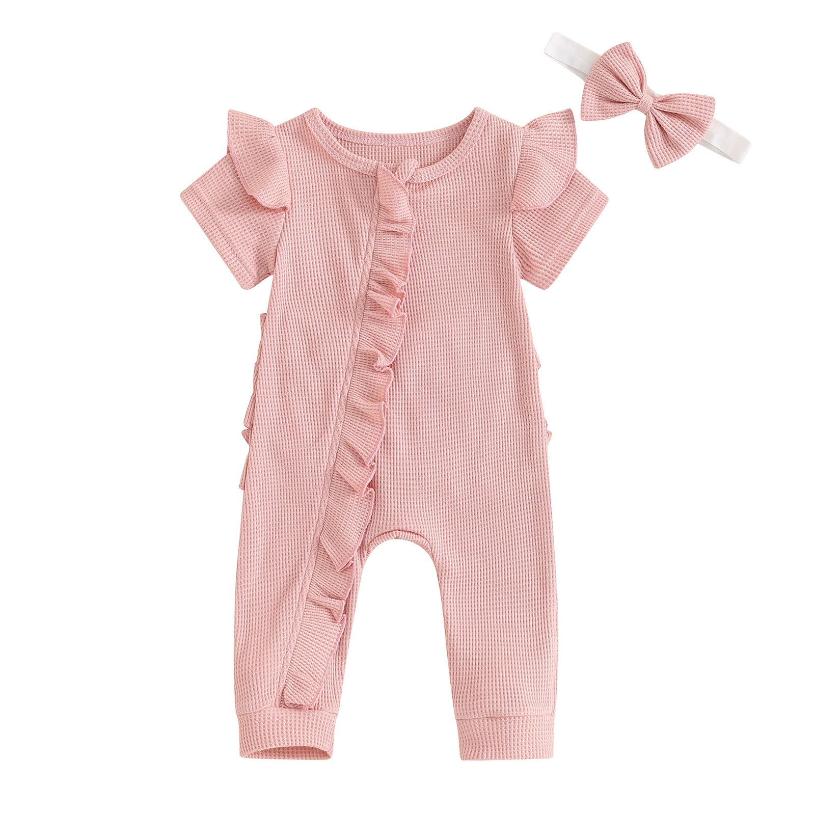 Girls Fashion Solid Color Short Sleeve Rompers
