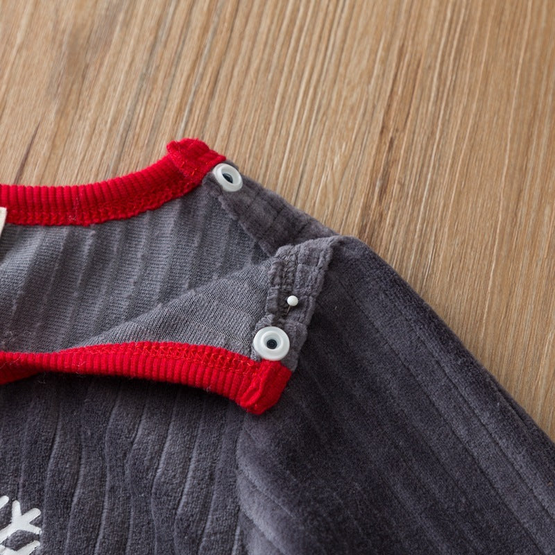 Snowman Flannel Baby Romper – With Hat