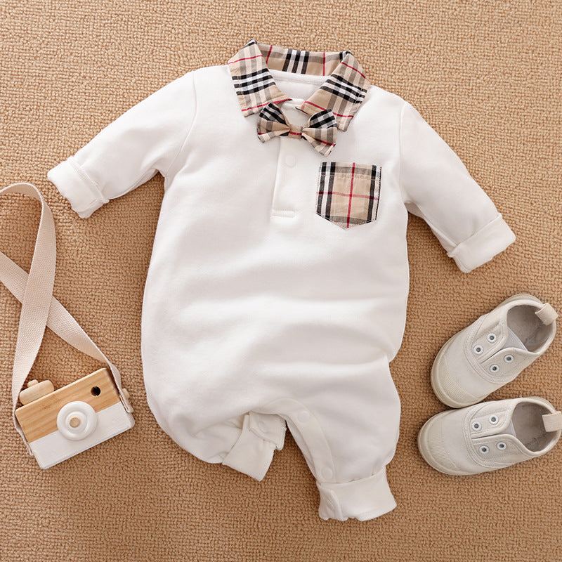 Baby Boy Gentleman Romper | Formal Long Sleeve Suit for Special Occasions
