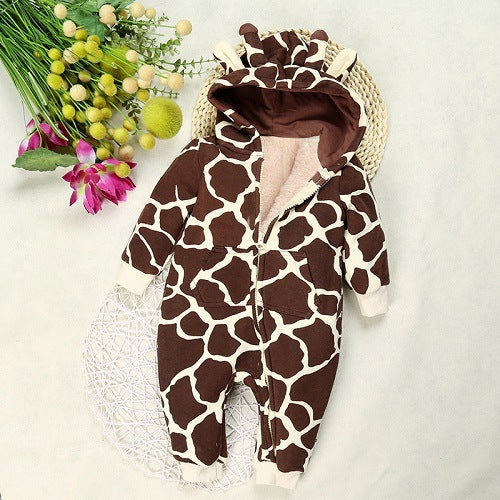 Safari Cuddle Romper – Giraffe Print for Little Explorers