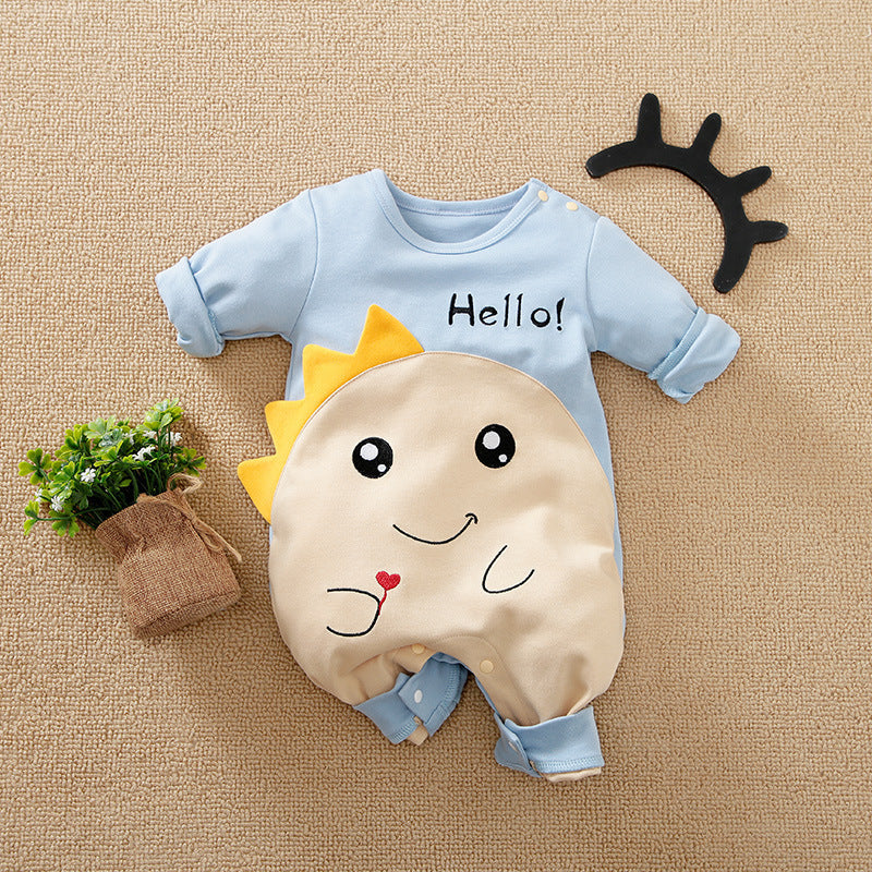 Lion Face Baby Romper – Soft Cotton Long Sleeve Jumpsuit