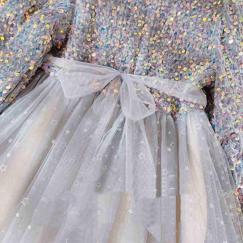 Sparkly Sequin Top Tulle Party Dress for Girls