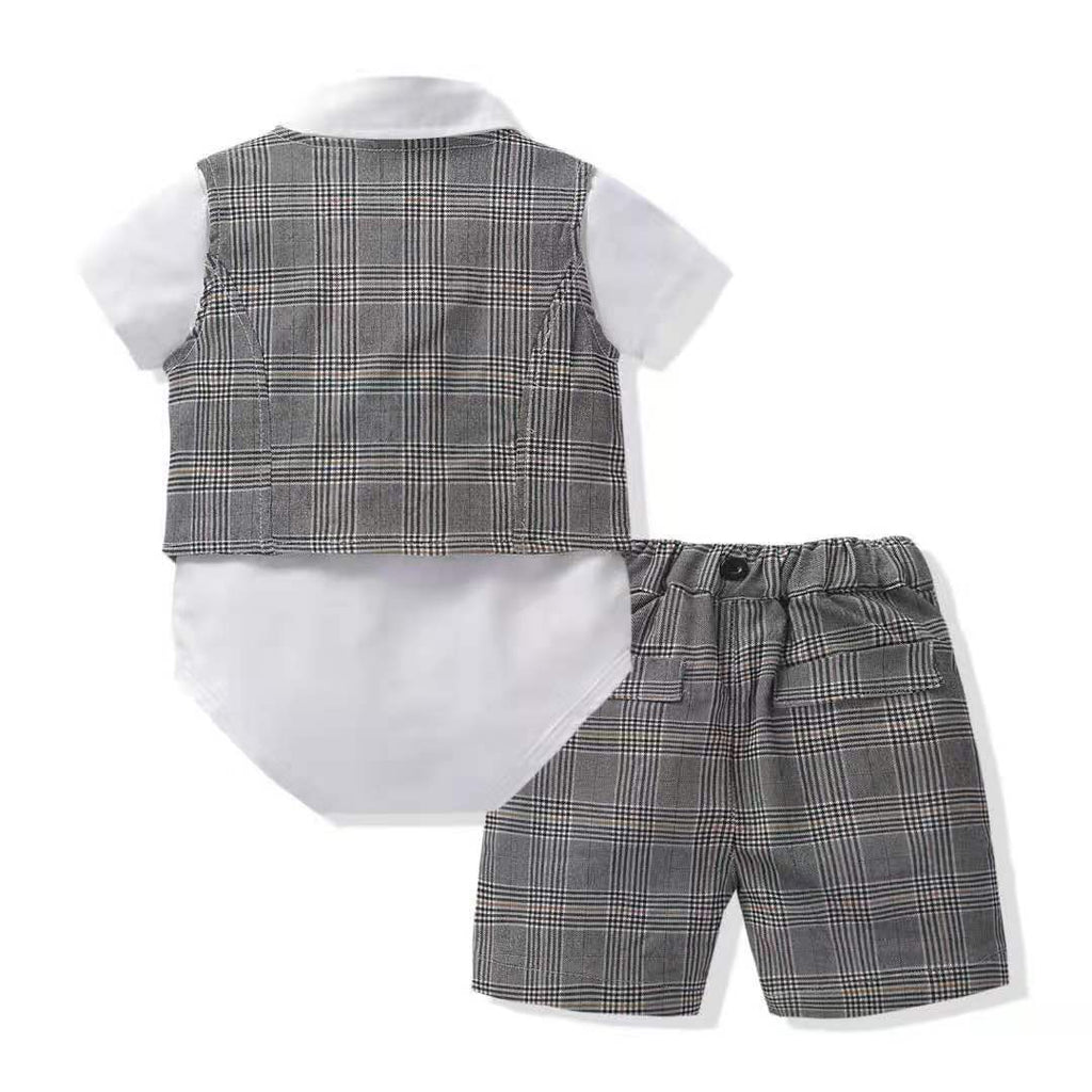 Baby Boy Gentleman Suit Set - Vest, Shorts & Bow Tie