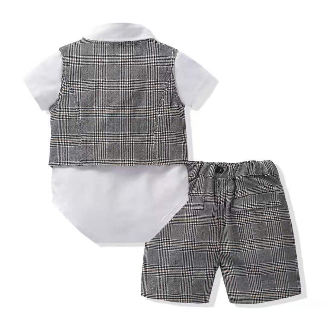 Baby Boy Gentleman Suit Set - Vest, Shorts & Bow Tie