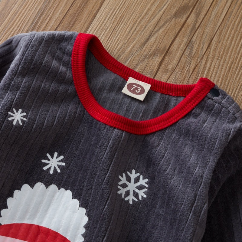 Snowman Flannel Baby Romper – With Hat