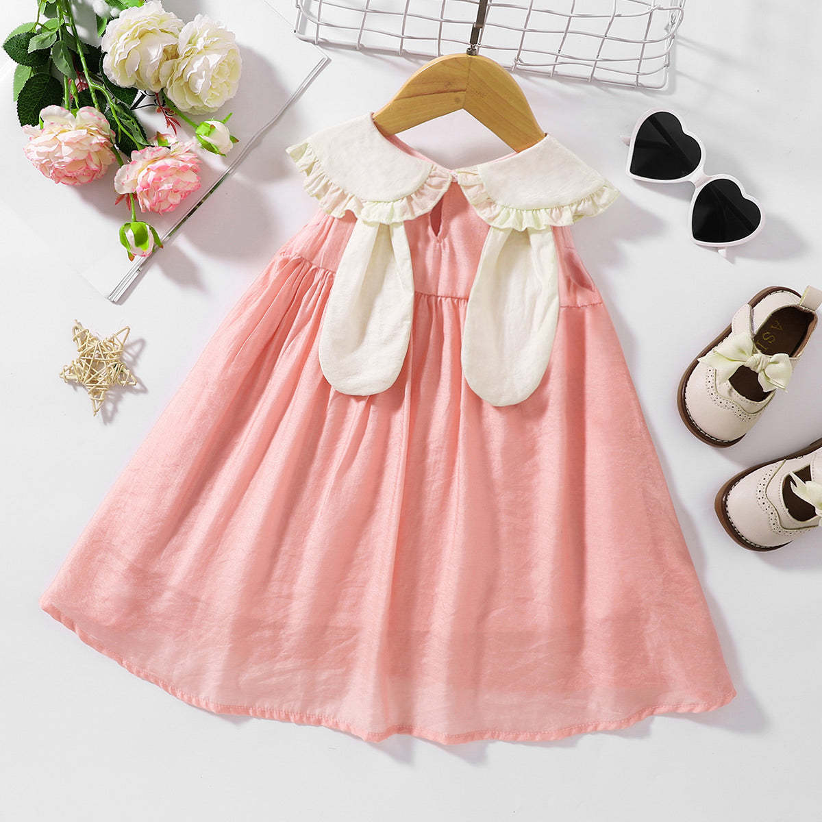 Girls' Fashionable Simple Doll Collar Dress