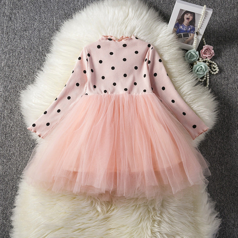 Girls' Spring Winter Long Sleeve Tutu Lace Dress