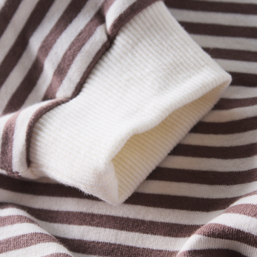 Autumn Baby Striped Hooded One-piece Romper