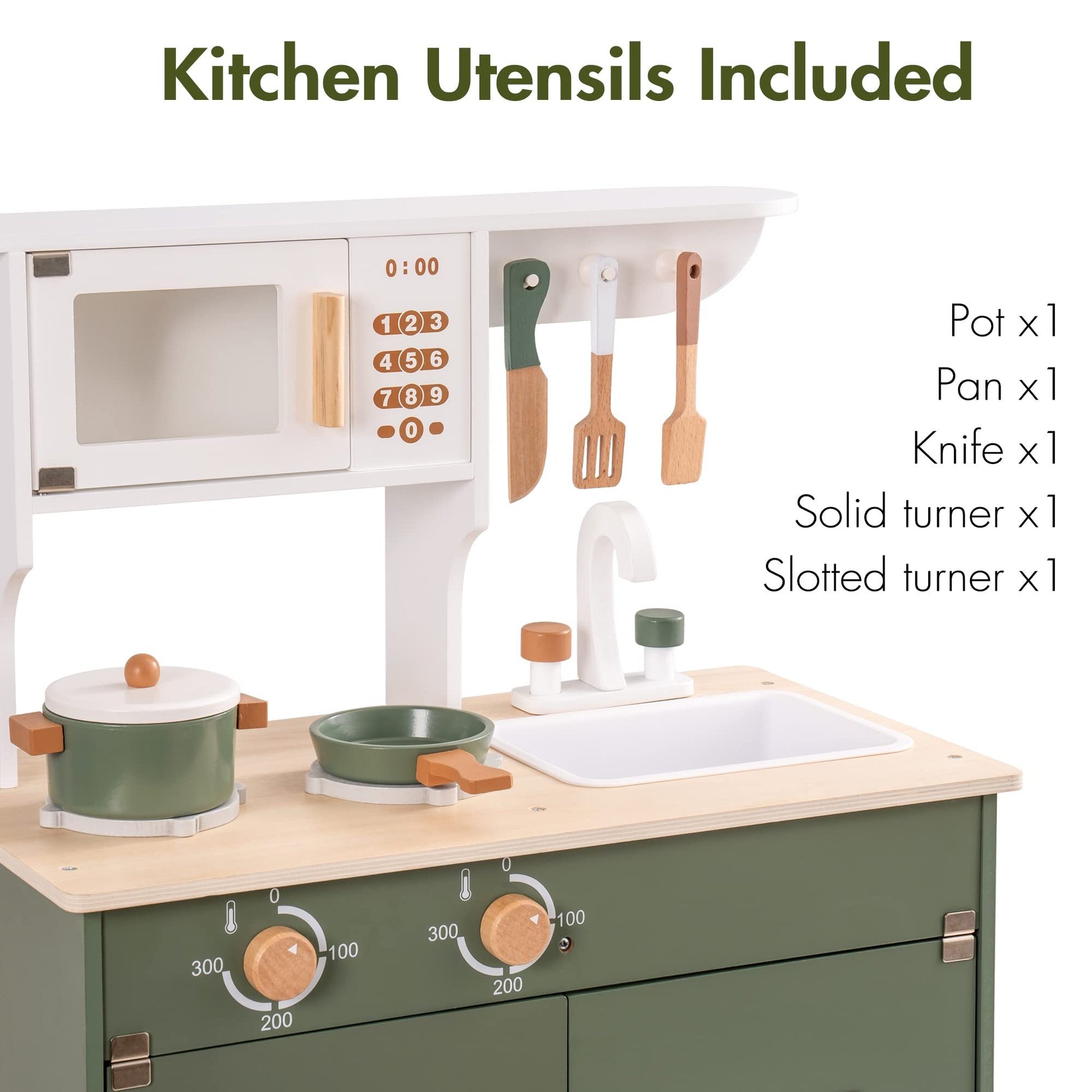 ROBUD Green Wooden Kitchen Set