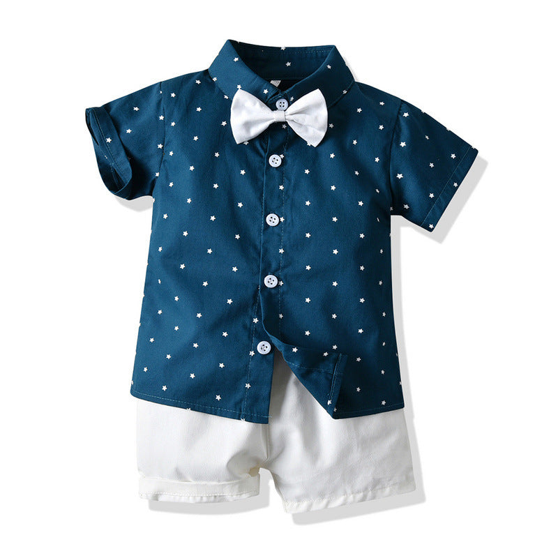 Children's Shirt Suspender Pants Summer Two-piece Set