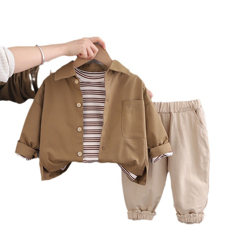 Stylish Three-Piece Outfit – Shirt, Tee & Pants Set