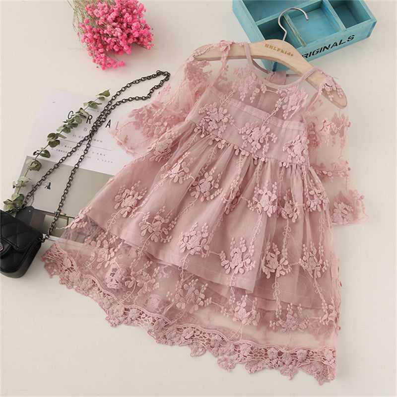 Baby Girl Party Dress | Embroidered Tulle Lace Dress