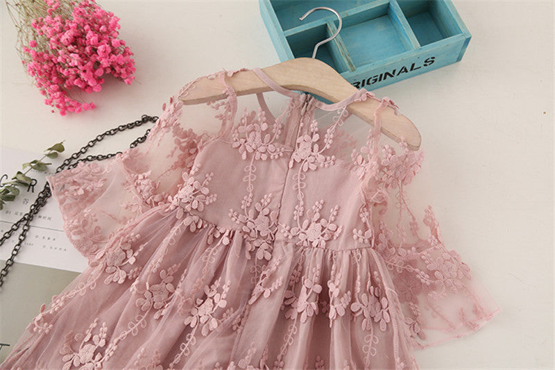 Baby Girl Party Dress | Embroidered Tulle Lace Dress