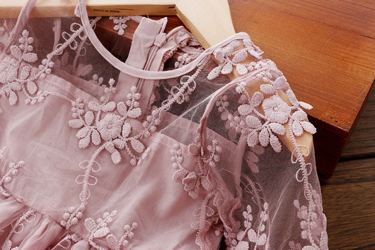 Baby Girl Party Dress | Embroidered Tulle Lace Dress