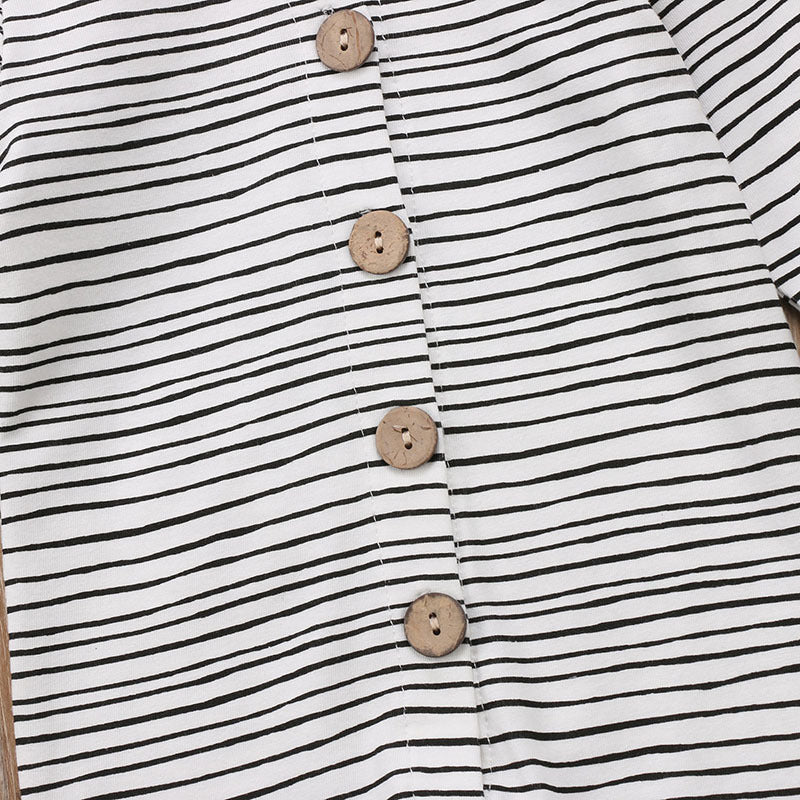 Boys And Girls Striped Single-Breasted One-Piece Baby Romper