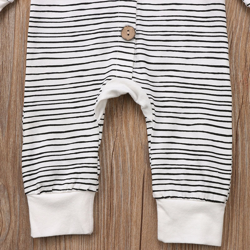 Boys And Girls Striped Single-Breasted One-Piece Baby Romper