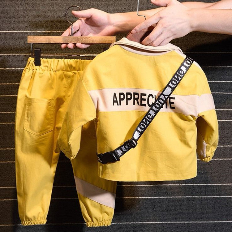 Boy's Windbreaker Jacket Casual Trousers Two-piece Suit