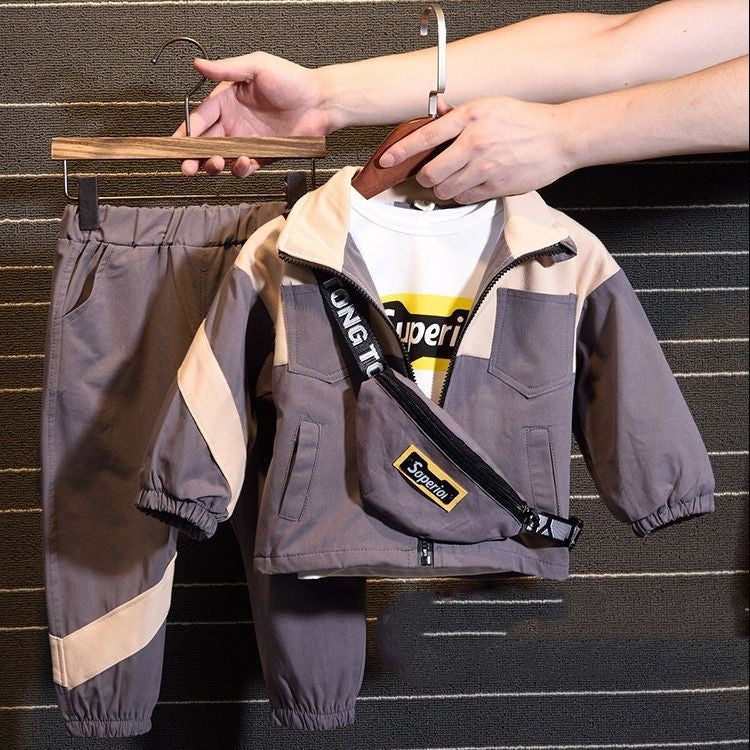 Boy's Windbreaker Jacket Casual Trousers Two-piece Suit