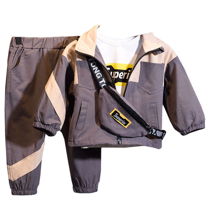 Boy's Windbreaker Jacket Casual Trousers Two-piece Suit