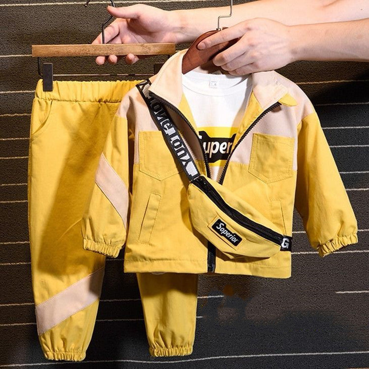 Boy's Windbreaker Jacket Casual Trousers Two-piece Suit