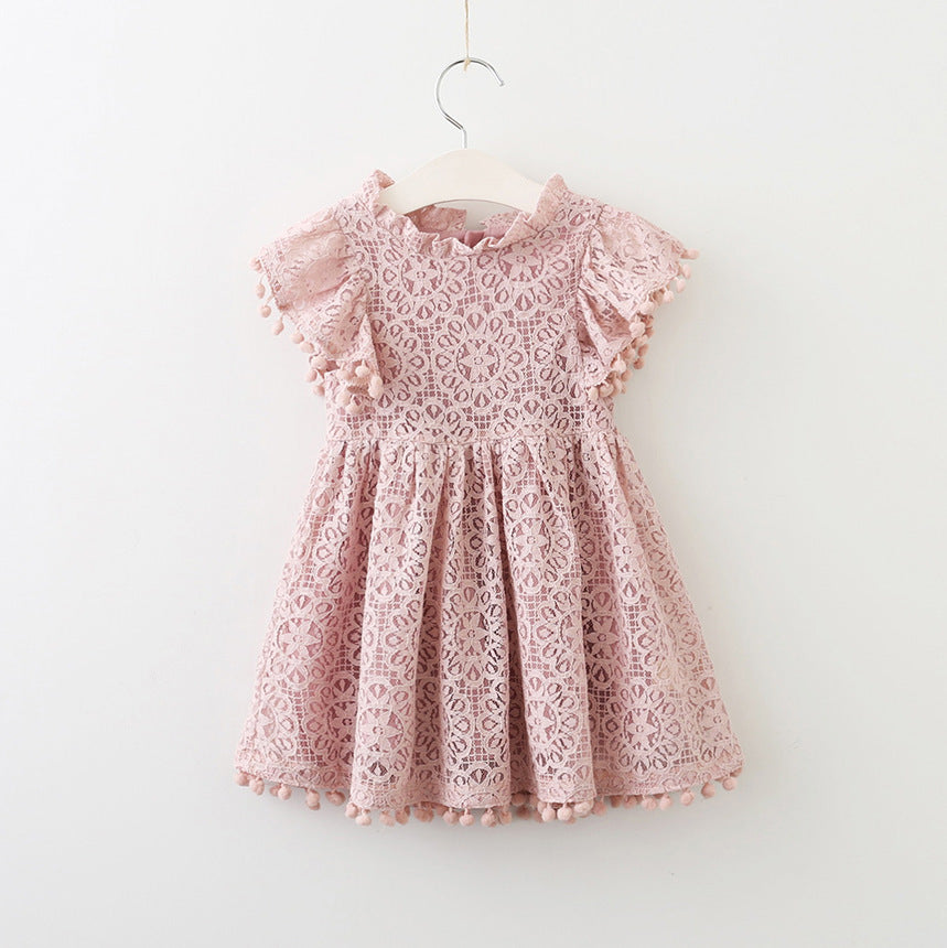 Baby Girl Lace Summer Dress with Tassel Trim