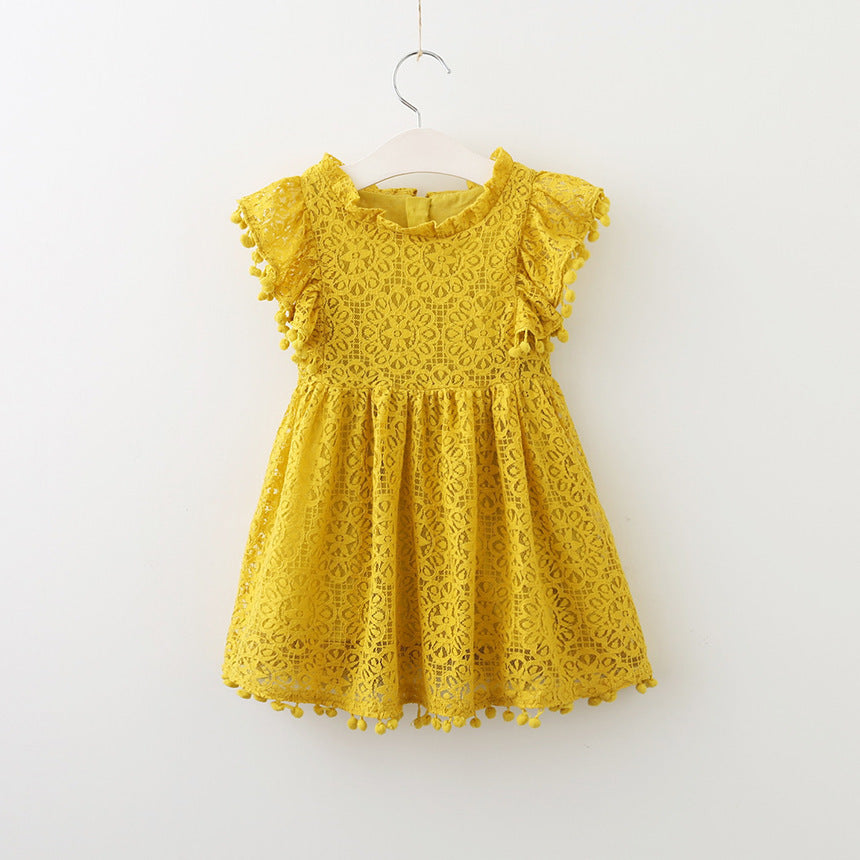 Baby Girl Lace Summer Dress with Tassel Trim