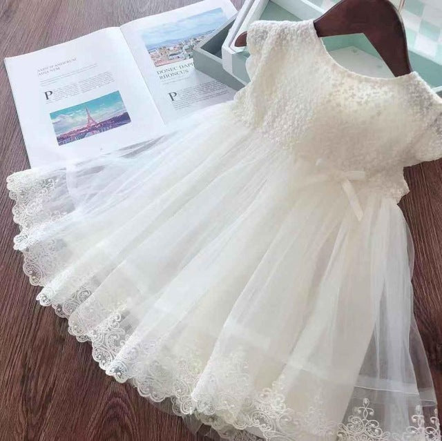 Baby Girl Lace Summer Dress with Tassel Trim