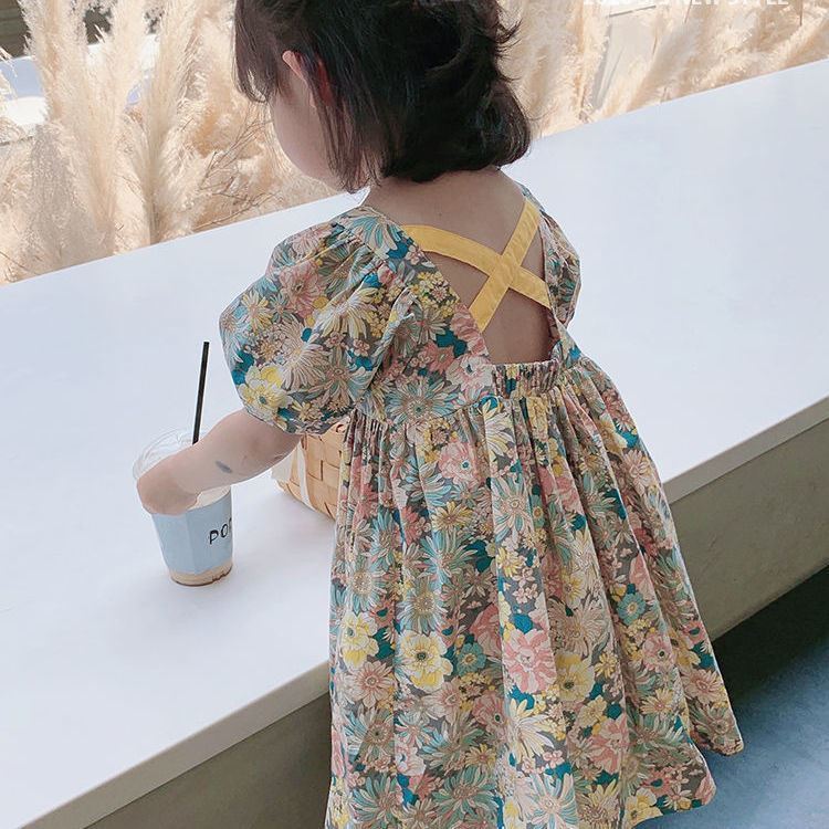 Baby Girl Floral Summer Dress with Puff Sleeves