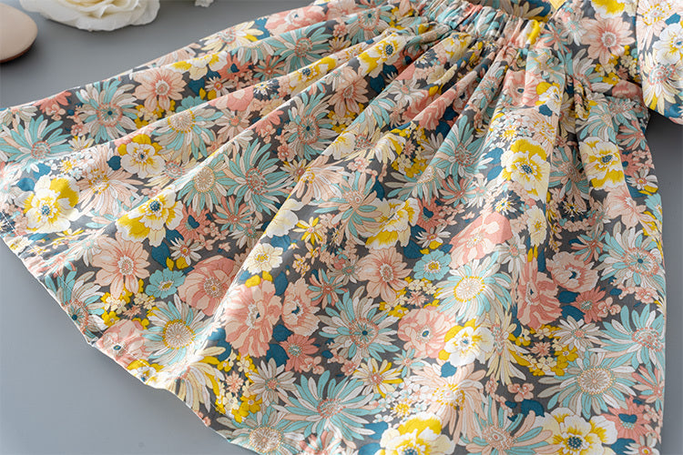 Baby Girl Floral Summer Dress with Puff Sleeves