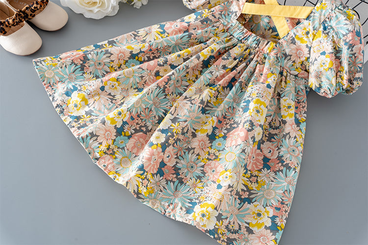 Baby Girl Floral Summer Dress with Puff Sleeves