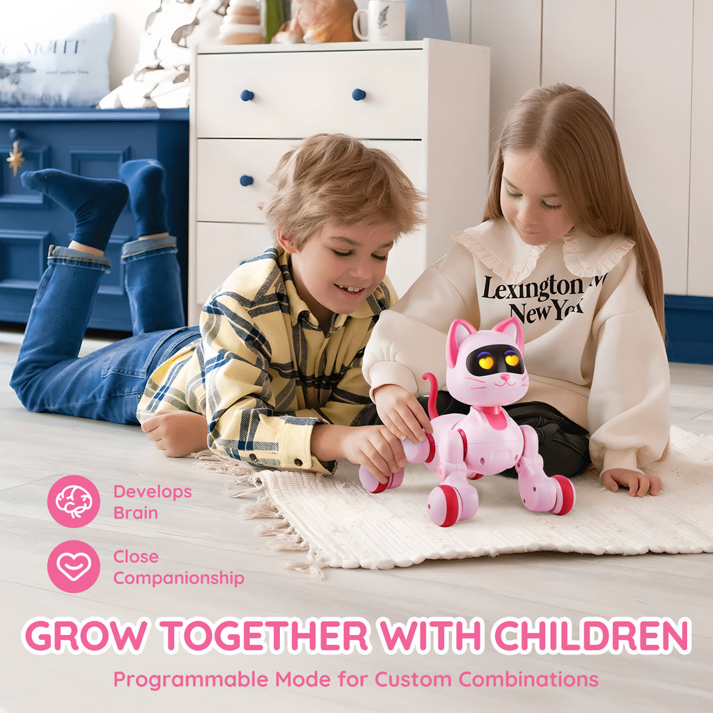 VEVOR RC Robot Cat Toy For Kid Talking Dancing Touch Remote Control Programmable