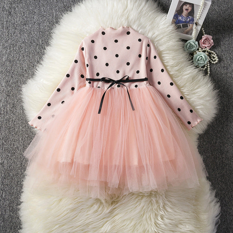 Girls' Spring Winter Long Sleeve Tutu Lace Dress