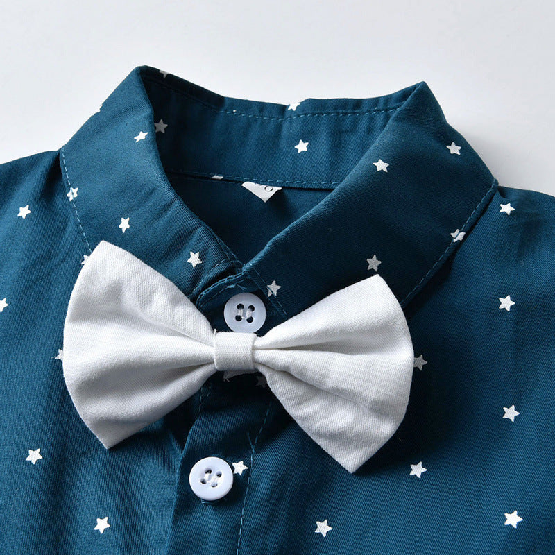 Children's Shirt Suspender Pants Summer Two-piece Set