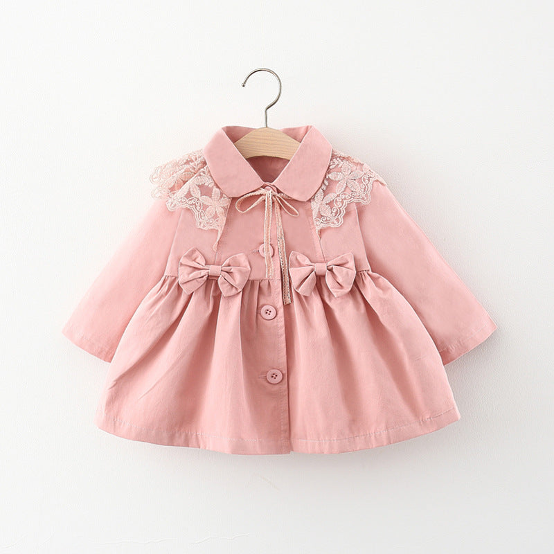 Girls’ Lace Bow Spring & Autumn Coat - Outerwear